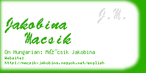 jakobina macsik business card